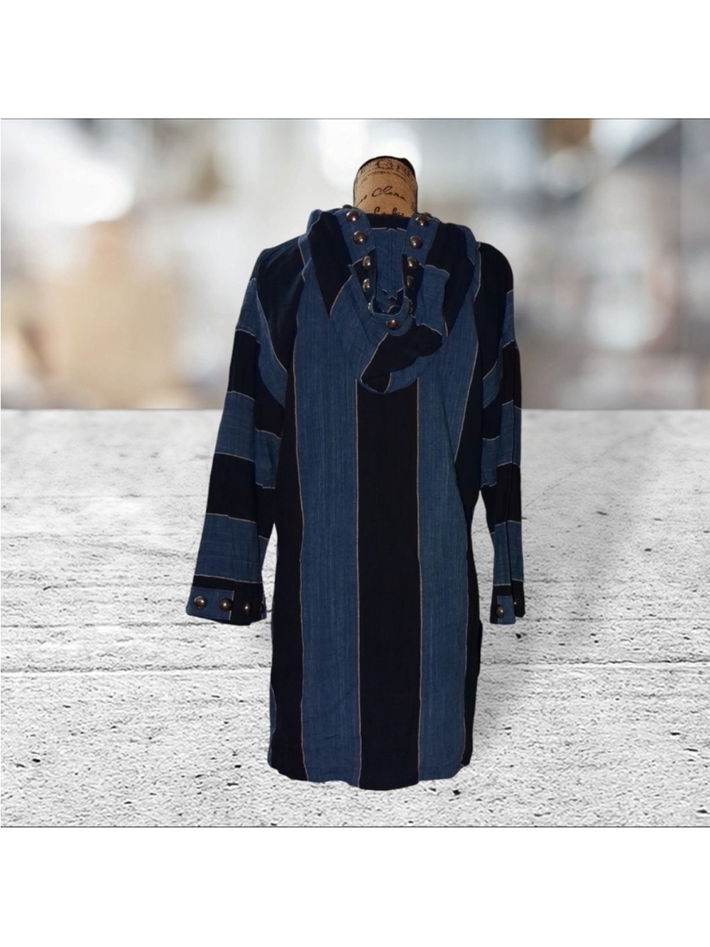 Citizens Of Humanity Blue and Black Striped Tunic with Metal Studs - Picture 9 of 9